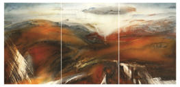 Abb. 113:.   SANTONI, "Archaische Landschaften", Triptychon 100 x 210 bzw. 230 cm, Feinschichtacryl